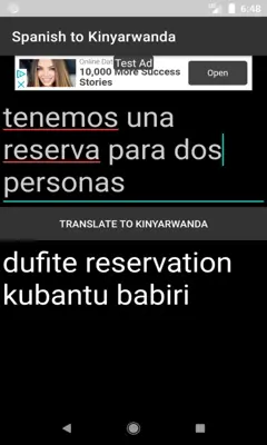 Spanish to Kinyarwanda Translator android App screenshot 0